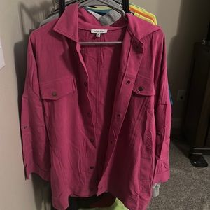 Fusha roll up sleeve tab shacket